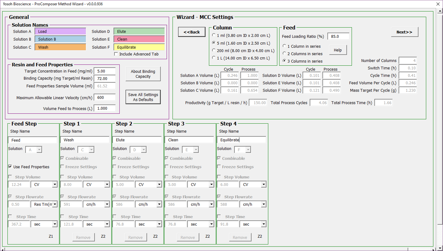 PROComposer Method Wizard MCC Settings